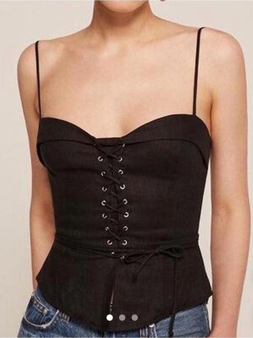 Reformation Black Lace-Up Bustier Tank Top